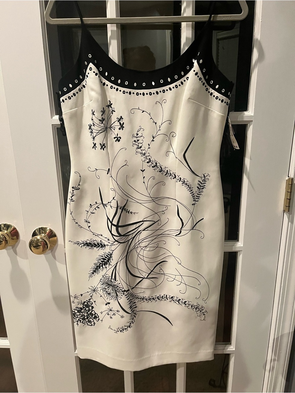 Dress Barn Elegant White & Black Floral Slip Dress - Sz 8